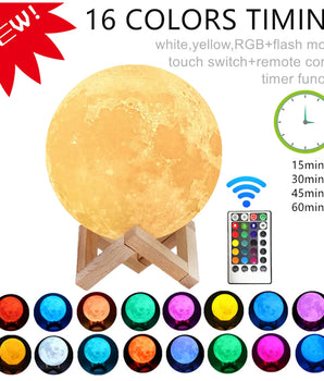 Moon Lamp Night Light 3D Print Moonlight Timeable LED Dimmable Rechargeable Bedside Table Desk Lamp Dropship