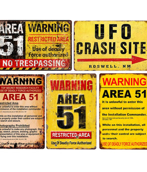 Metal Plate Sign Area 51 UFO Retro Decorative Wall Plaque Pub Club Bar Accessories Tin Painting Poster Vintage Home Decor20x30CM