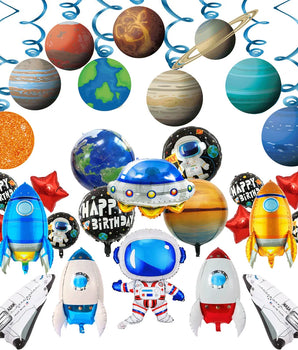 Outer Space Birthday Decoration Rocket Astronaut Theme Balloon Galaxy Solar System Spiral Planet Hanging NASA Party Supplies set