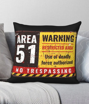 AREA 51 Sign Pillowcase Polyester Linen Velvet Printed Zip Decor Pillow Case Home Cushion Cover 18"