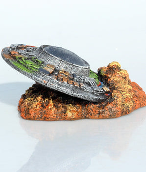 Creative Fish Tank Landscaping Ornaments UFO Wreckage