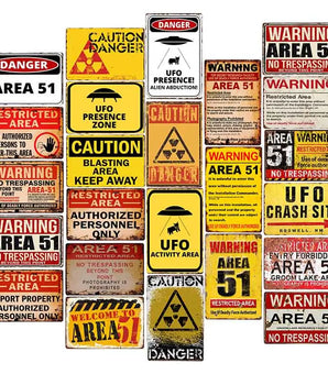 Area 51 Tin Sign Metal Poste UFO Vintage Plaques Decorative Wall Plates Retro Cafe Bar Decoration 20x30cm