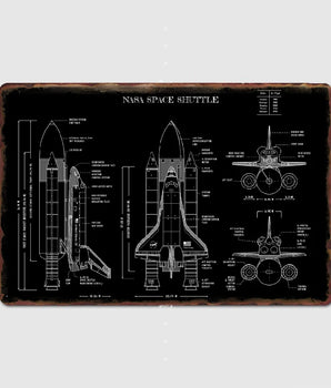 SPACE X Space Shuttle Metal Sign Wall Mural Kitchen Design Wall Decor Tin Sign Poster Room Decoration