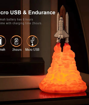 3D Print LED Night Lamp-  Space Shuttle Rocket - USB Rechargeable