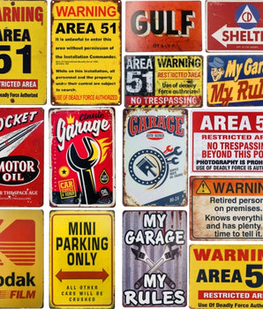 Improve product title: Retro Area 51 Metal Tin Sign - Vintage Garage Plaque for Wall Decor in Cafe or Bar, Warning Danger Design